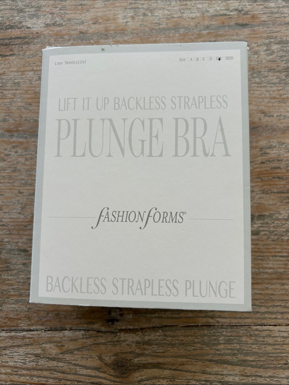 Fashion Forms Translucent Backless Strapless Plunge Bra Packaging